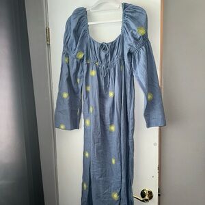 Free People Maxi Dress, Blue and Green, XS, NEW
